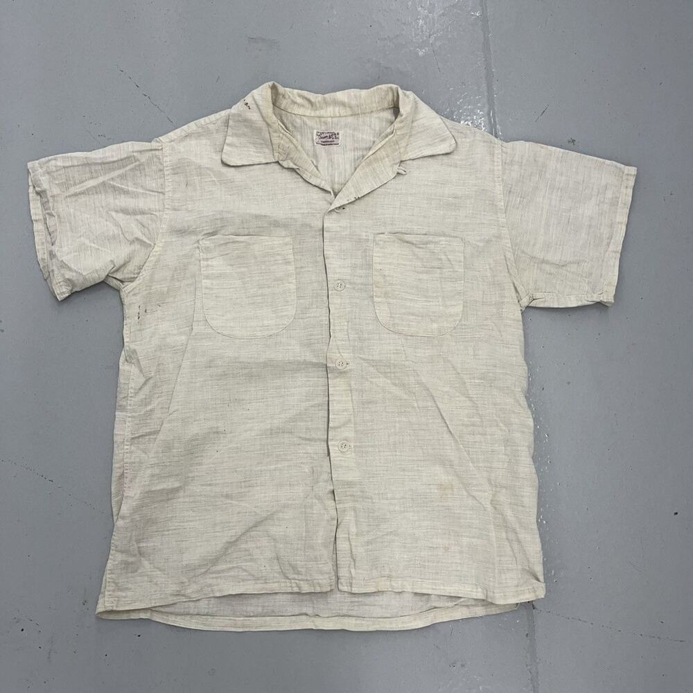 Vintage 50s Samsons White Pattern Cotton Loop Collar